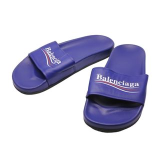 バレンシアガ(Balenciaga)のBALENCIAGA バレンシアガ エンボスロゴ レザー サンダル ブルー 青 シューズ 506351 サイズ40 美品 中古 53734(サンダル)