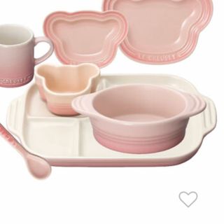 ルクルーゼ(LE CREUSET)のル・クルーゼ　ベビー　食器　ピンク　3点セット(離乳食器セット)