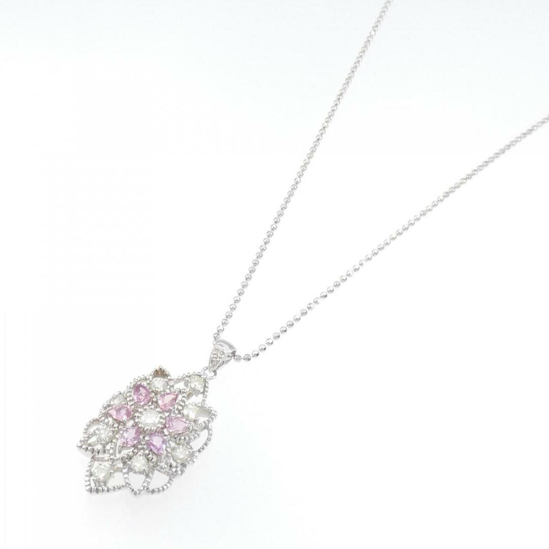 K18WG フラワー サファイヤ ネックレス 1.20CT 拡散処理未検査 shop ...