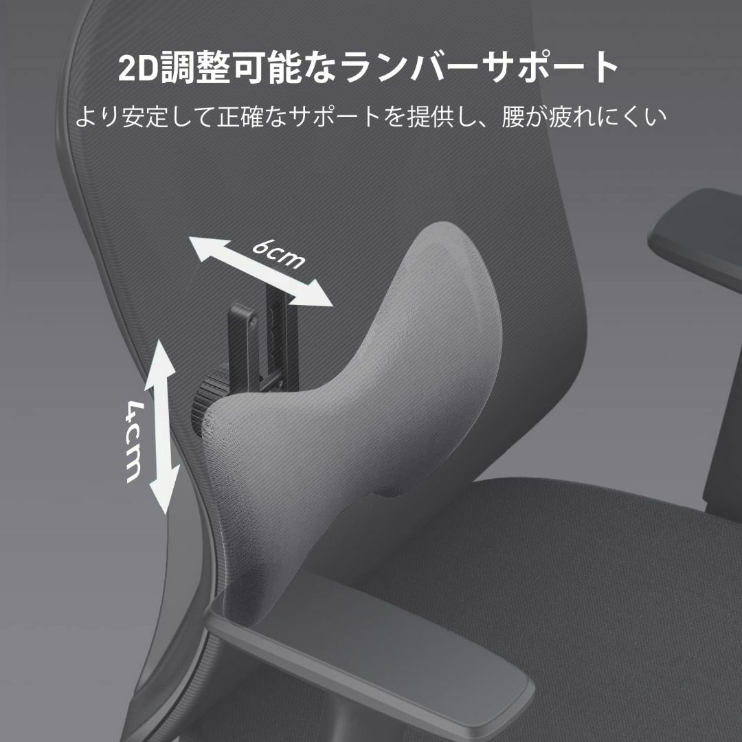 Hbada オフィスチェア デスクチェア 椅子 チェア 2Dランバーサポート