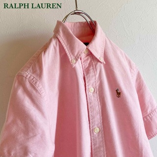 ラルフローレン(Ralph Lauren)のラルフローレン ロゴ刺繍 オックスフォード 半袖 BD シャツ XS ピンク(シャツ/ブラウス(半袖/袖なし))