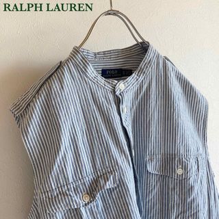 ラルフローレン(Ralph Lauren)のポロ ラルフローレン ストライプ ノースリーブ バンドカラー シャツ ブラウス(シャツ/ブラウス(半袖/袖なし))