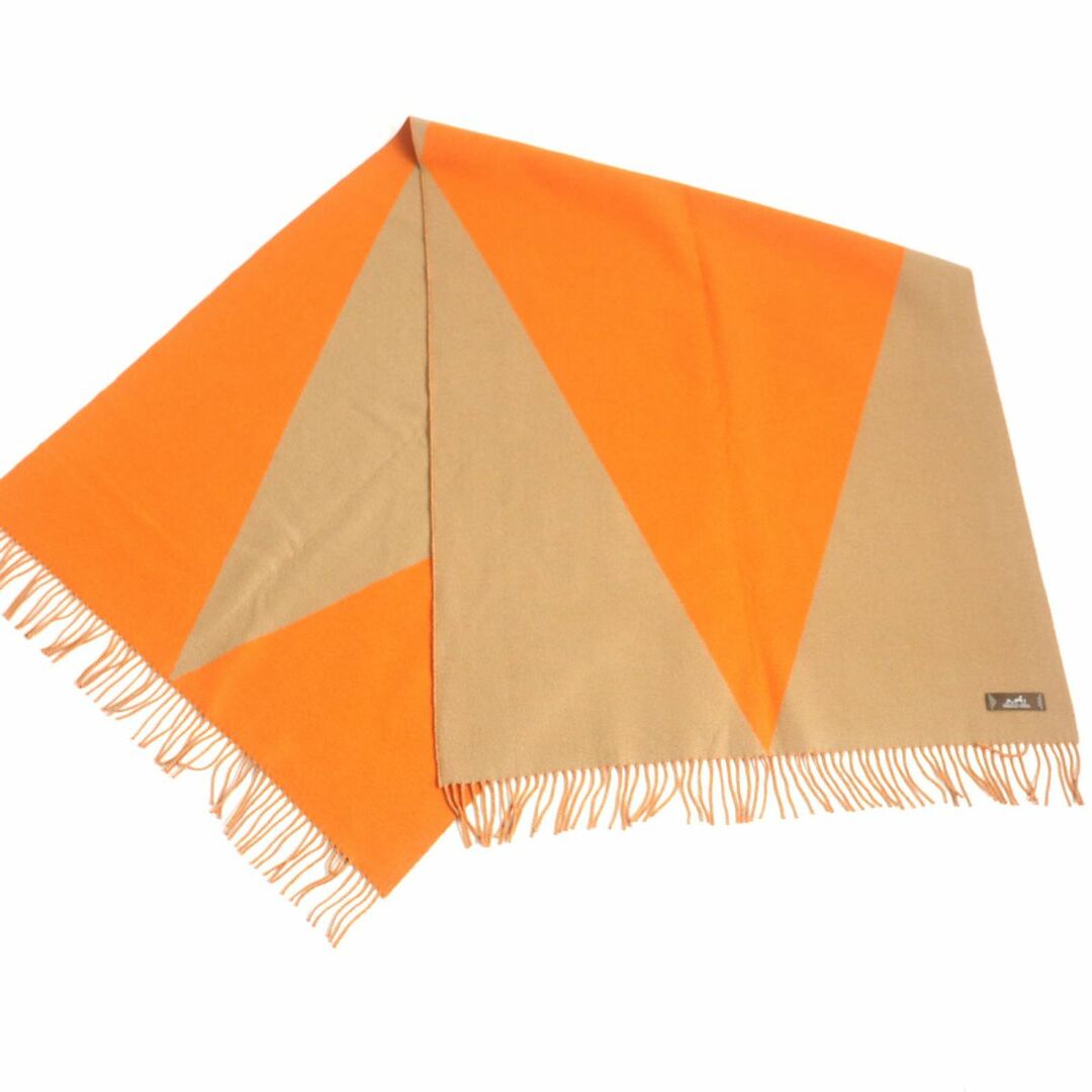 Hermes - 極美品▽HERMES エルメス バイカラー フリンジ付き カシミヤ
