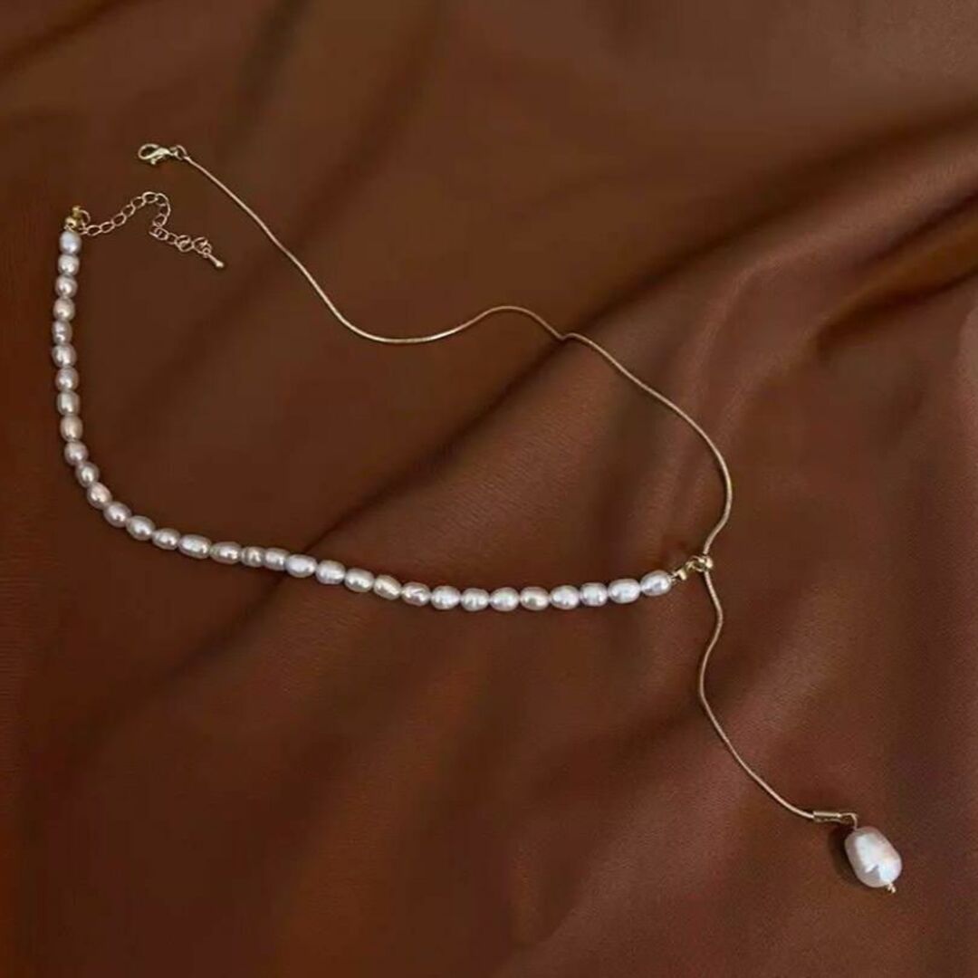 213 パールネックレス ファイア オパール アシンメトリー 真珠 ブライダル レディースのアクセサリー(ネックレス)の商品写真