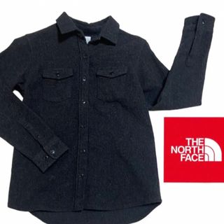 ザノースフェイス(THE NORTH FACE)の美品THE NORTH FACE ウールシャツ  チャコールグレー(シャツ/ブラウス(長袖/七分))