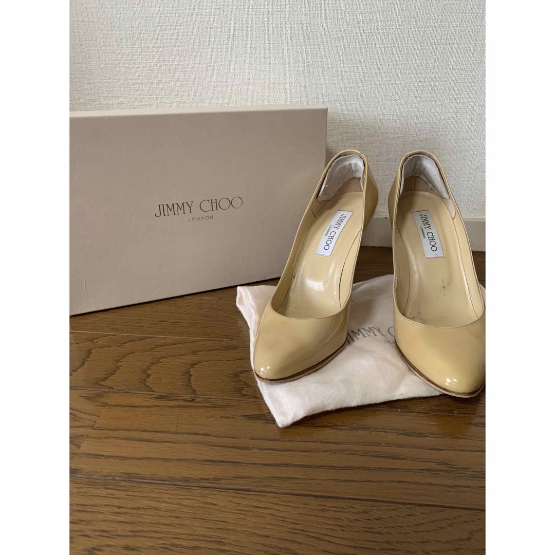 JIMMY CHOO】ベーシック ナチュラルベージュパンプス 36.5-