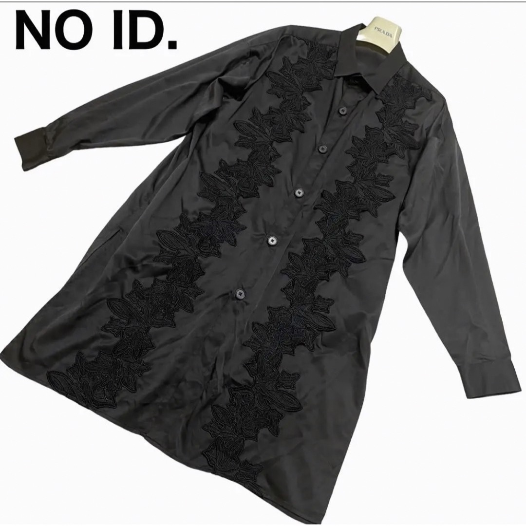 NO ID. BLACK ロングシャツ　レース　刺繍　ロングスリーブメンズ