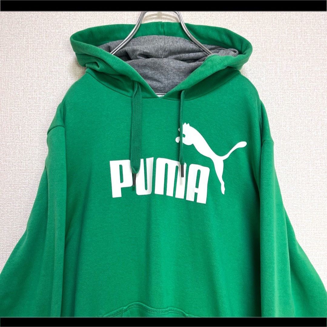 PUMA - PUMA プーマ パーカー フーディ グリーン でかロゴ L の通販 by