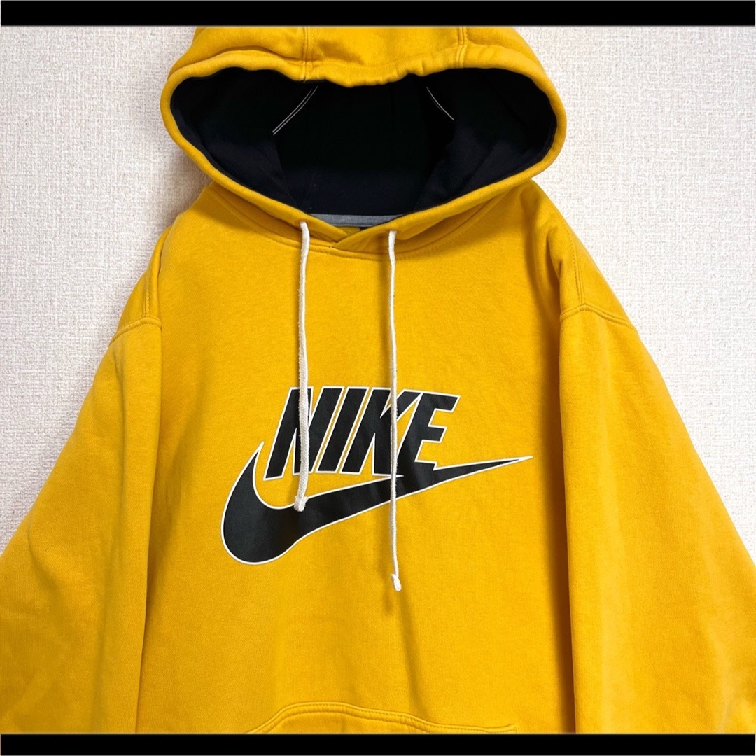 NIKE ナイキ パーカー フーディ イエロー でかロゴ ゆるだぼ XL