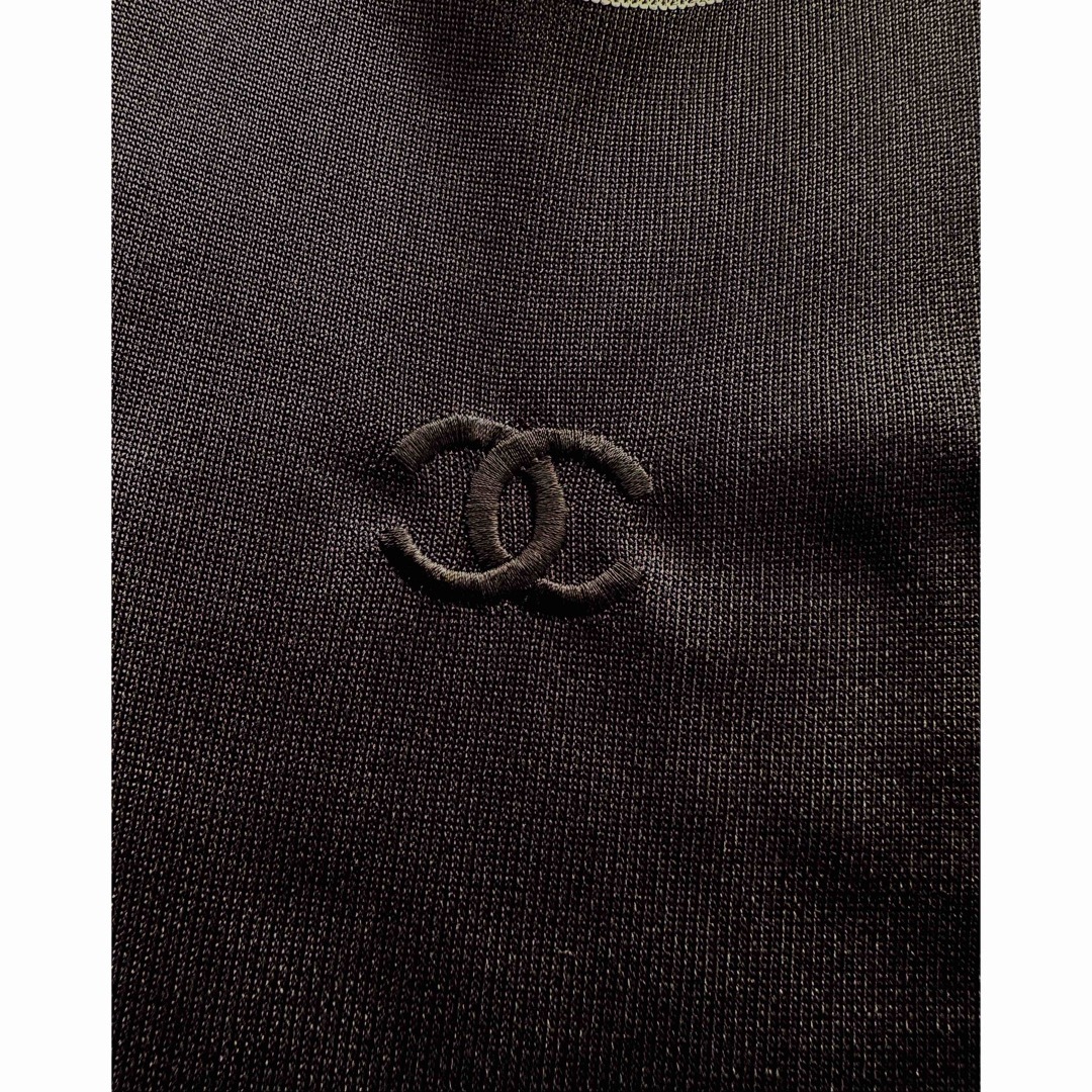 Chanel シャネル 半袖ニット ブラック ココ刺繍入り ロゴ-