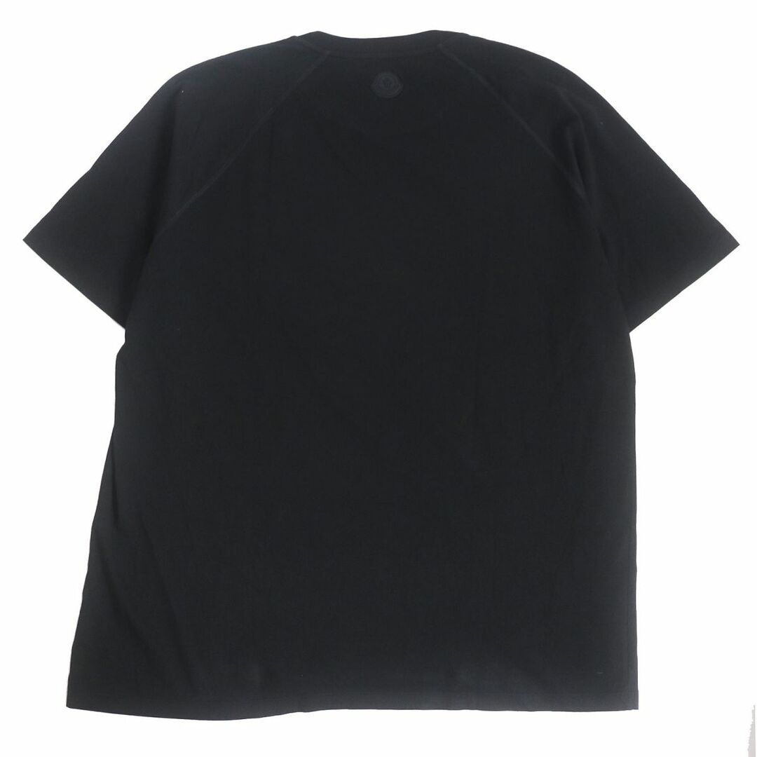美品□21SS MONCLER/モンクレール MAGLIA GIROCOLLO ロゴワッペン コットン100％ クルーネック 半袖Tシャツ/カットソー  ブラック XL 正規品