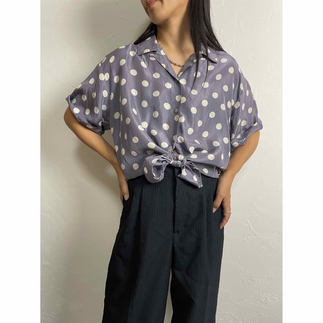 silk dot shirt レディースのトップス(シャツ/ブラウス(半袖/袖なし))の商品写真