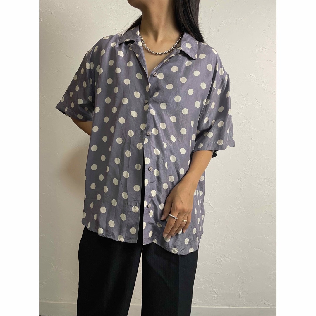 silk dot shirt レディースのトップス(シャツ/ブラウス(半袖/袖なし))の商品写真