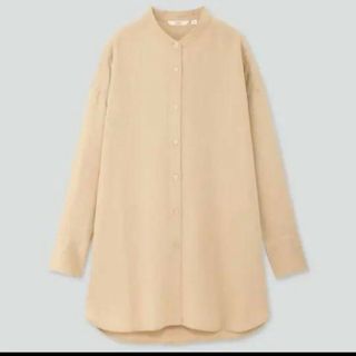 ユニクロ(UNIQLO)のUNIQLO WOMEN リネンブレンドスタンドカラーチュニック ベージュ ＸＬ(チュニック)