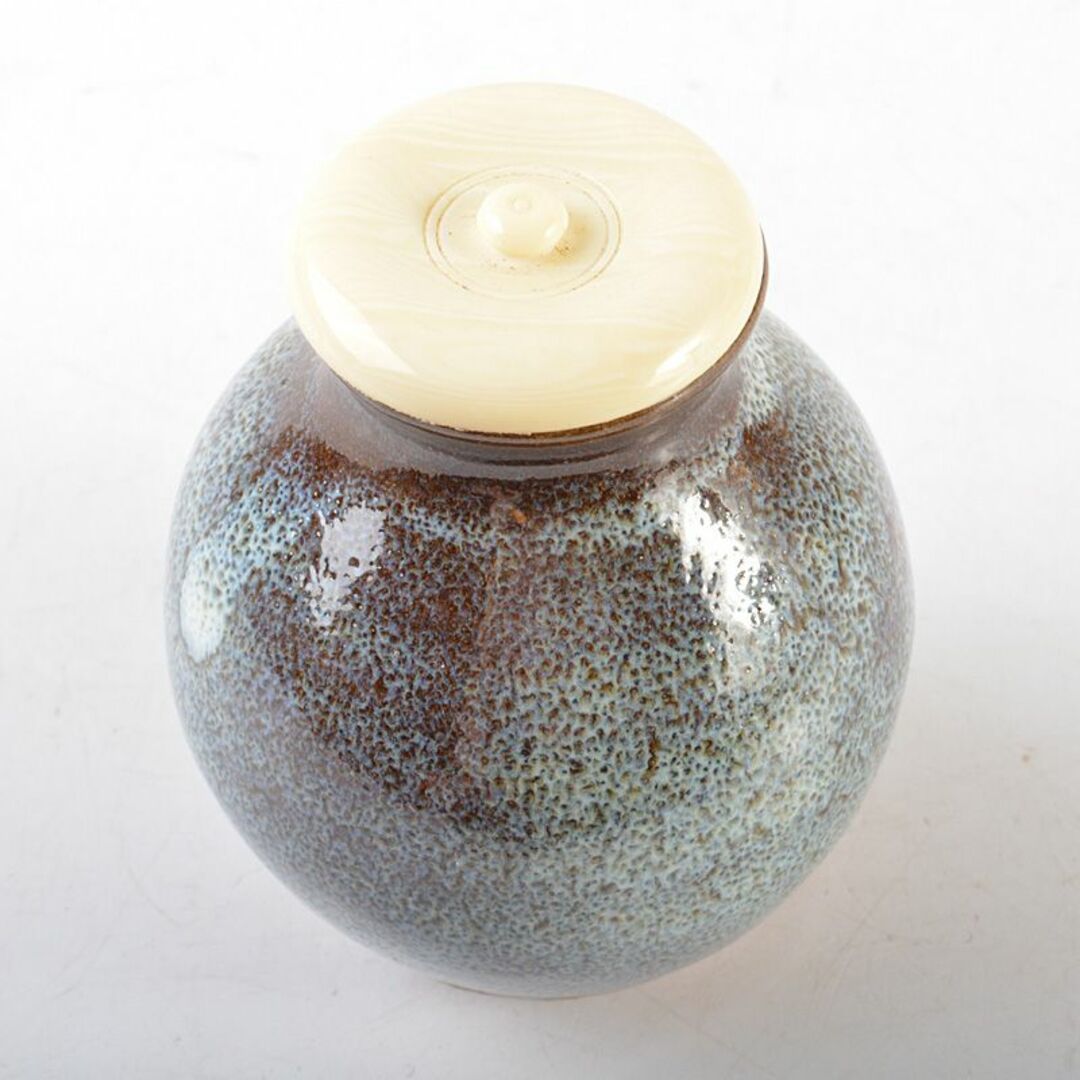 茶道具 琉球壺屋焼 琉馬作 茶入 袱紗付 共箱 V R6211 茶道具 琉球壺屋焼 琉馬作 茶入 袱紗付 共箱 V R6211