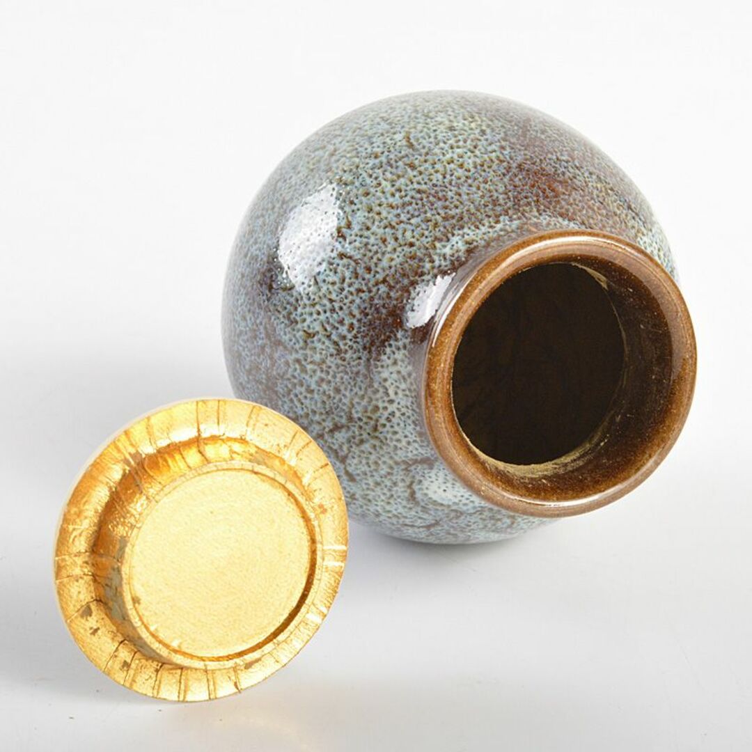 茶道具 琉球壺屋焼 琉馬作 茶入 袱紗付 共箱 V R6211 茶道具 琉球壺屋焼 琉馬作 茶入 袱紗付 共箱 V R6211