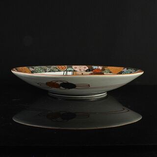 九谷焼　色絵金彩　人物魚文　大皿　飾皿　直径約36㎝　在銘　V　5780C