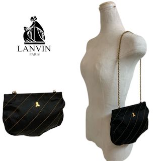 ヴィンテージ✨LANVIN ランバン ショルダーバッグ 肩掛け レザー ネイビー