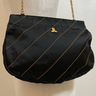 LANVIN PARIS 80s フランス製 金糸装飾 チェーンショルダーバッグ