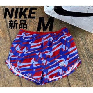 ナイキ(NIKE)のナイキ　ランニング　ショートパンツ　レディース　Mサイズ　インナー付　ブルー(ウェア)