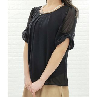 【新品】LACE LADIES レースレディース シフォンレース半袖ブラウス(カットソー(半袖/袖なし))