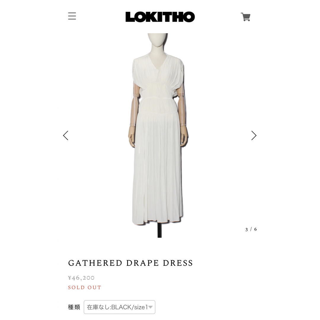 LOKITHO Gatherd Drape Dress  size2 レディースのワンピース(ロングワンピース/マキシワンピース)の商品写真