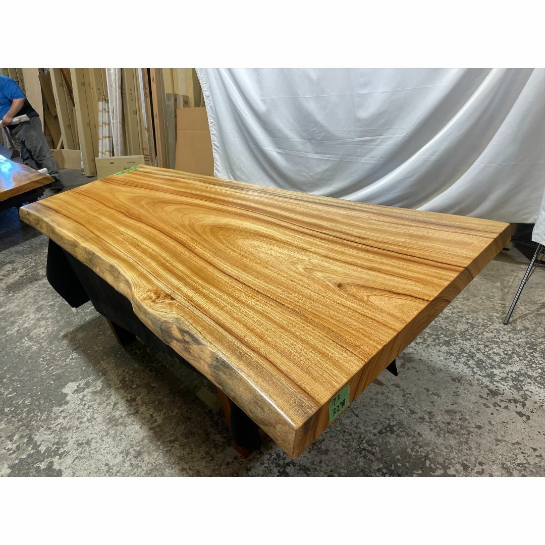クス3298 楠 一枚板無垢材 2000x690-880x60 - ダイニングテーブル