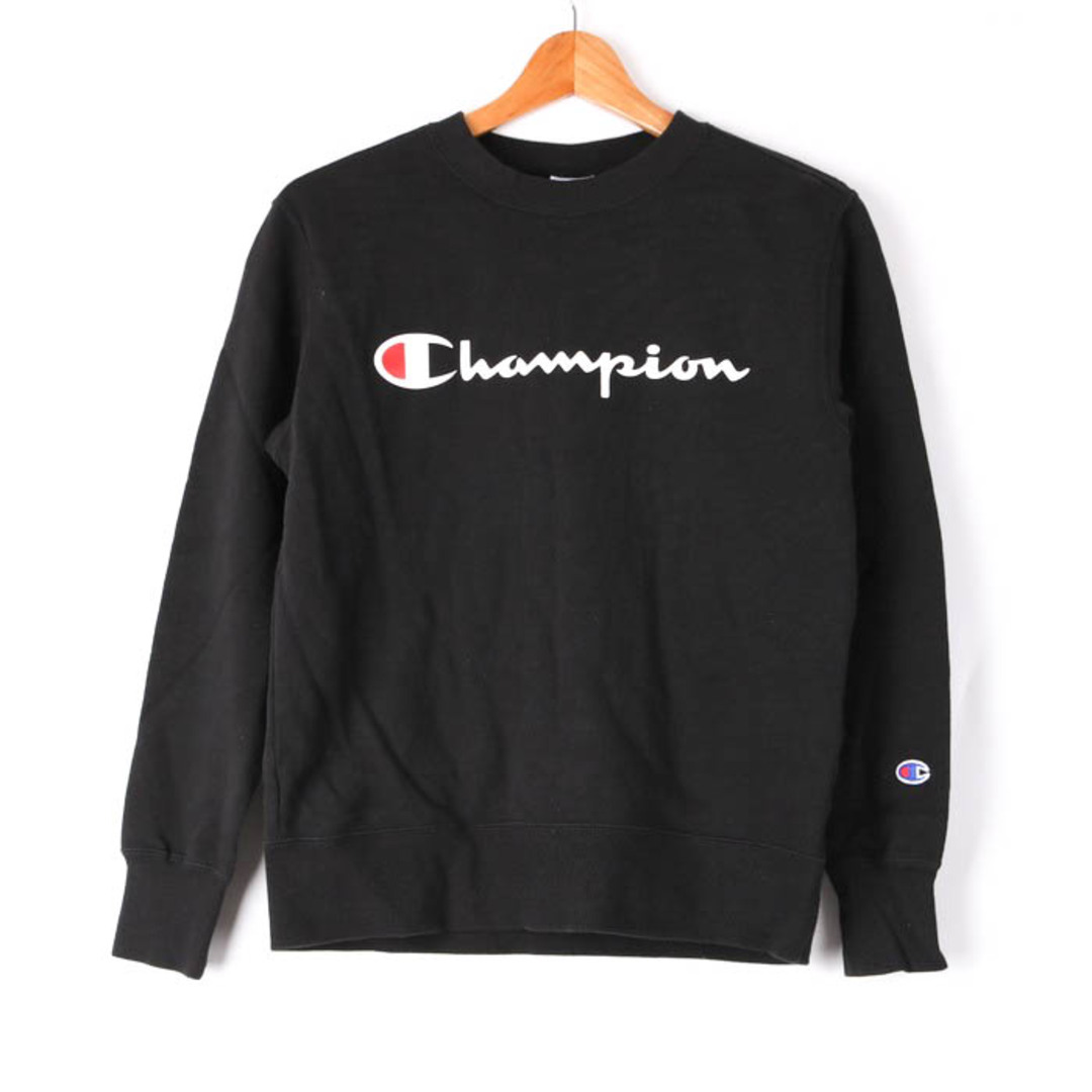 Champion(チャンピオン)のチャンピオン 長袖スウェット スエット トレーナー 前面ロゴ コットン トップス メンズ Sサイズ ブラック Champion メンズのトップス(スウェット)の商品写真