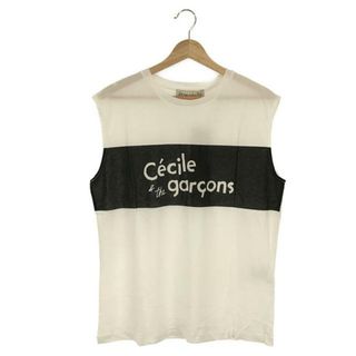 【美品】  ETRE CECILE / エトレセシル | ノースリーブカットソー Tシャツ | XS | ホワイト/ブラック | レディース(シャツ/ブラウス(半袖/袖なし))