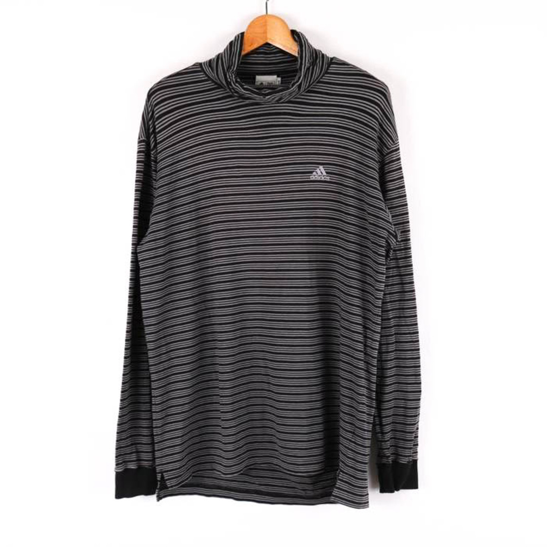 adidas(アディダス)のアディダス 長袖Tシャツ ハイネック ボーダー柄 ストレッチ トップス メンズ L/Gサイズ ブラック adidas メンズのトップス(Tシャツ/カットソー(七分/長袖))の商品写真