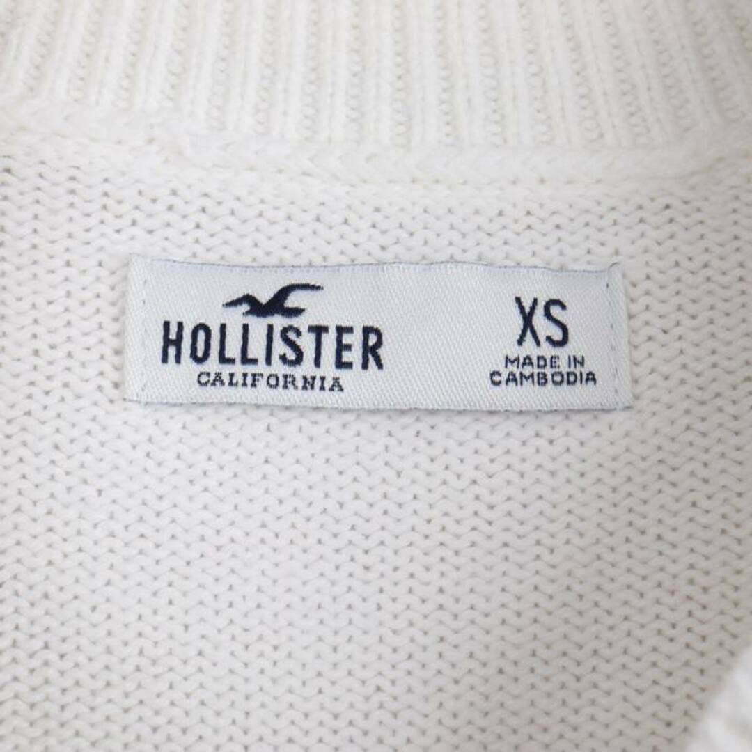 Hollister(ホリスター)のホリスター ポロニット 長袖 袖リブ プルオーバー ロゴ カジュアル トップス レディース XSサイズ ホワイト Hollister レディースのトップス(ニット/セーター)の商品写真