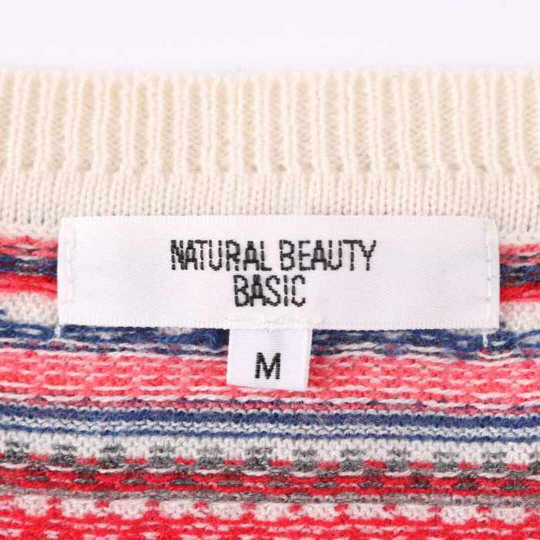 NATURAL BEAUTY BASIC(ナチュラルビューティーベーシック)のナチュラルビューティーベーシック ニット 長袖 クルーネック エスニック柄 ウール混 レディース Mサイズ ピンク NATURAL BEAUTY BASIC レディースのトップス(ニット/セーター)の商品写真