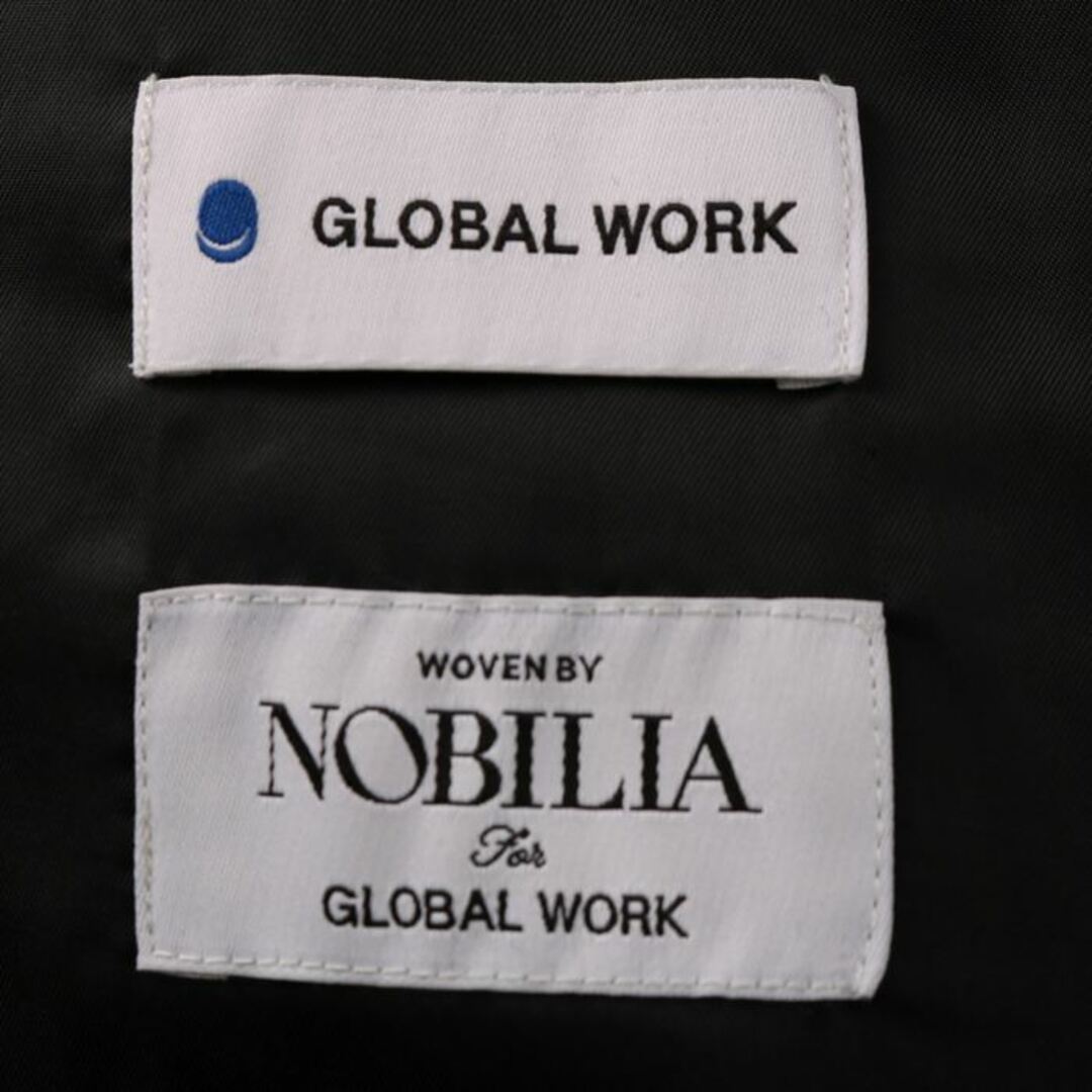 グローバルワーク スタンドカラーコート ミドル丈 フード 比翼 ウール混 チェック アウター メンズ Mサイズ グレー GLOBAL WORK