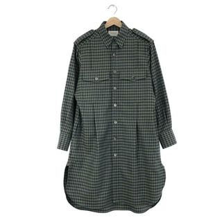 ビューティフルピープル(beautiful people)のbeautiful people / ビューティフルピープル | shepherd check big shirt チェック ロングシャツ ワンピース | 36 | グリーン | レディース(シャツ/ブラウス(長袖/七分))