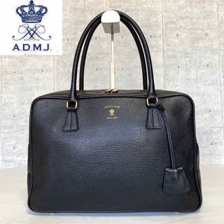 美品✨A.D.M.J エーディーエムジェイ　ボストンバッグ　レザー　ブラック