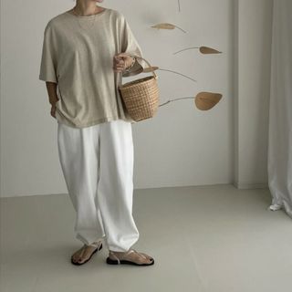 アギュー(ARGUE)のBELGIUM LINEN×COTTON OVER WIDE T-SHIRTS/(Tシャツ(半袖/袖なし))