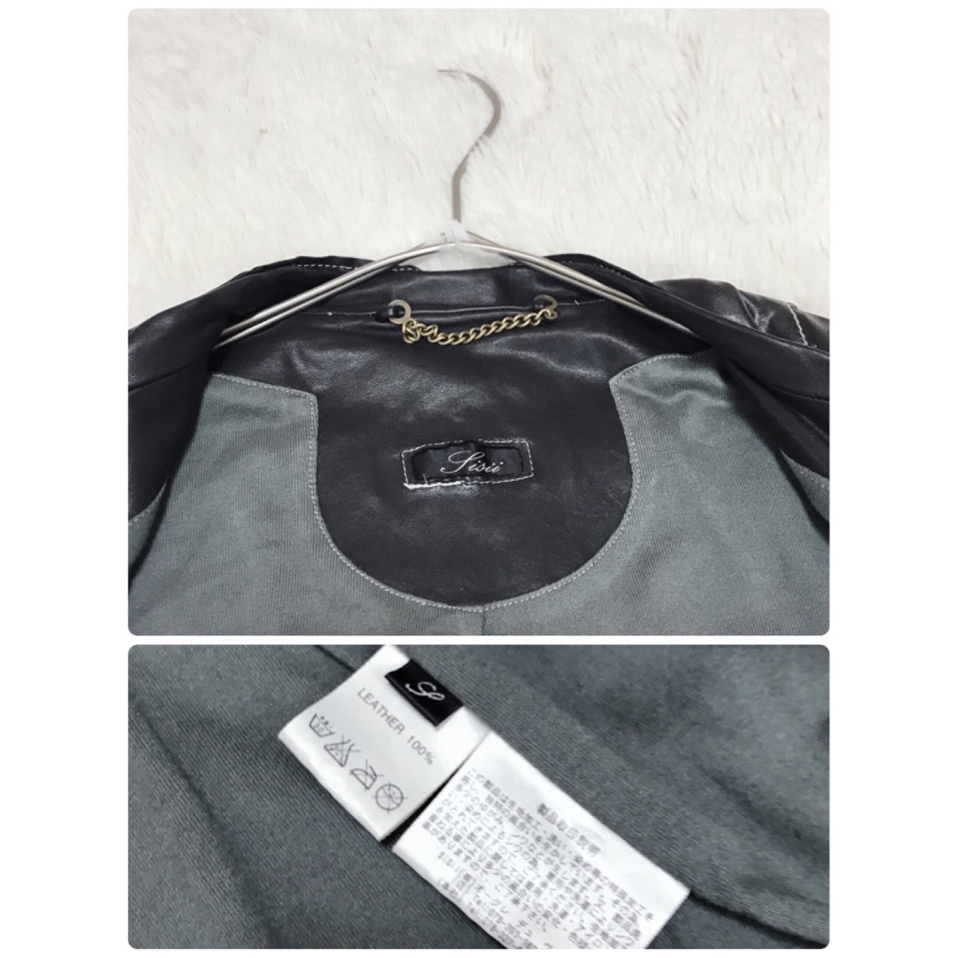 sisi(シシ)の大きめ sisii シングルレザージャケット ライダースジャケット Lサイズ 黒 メンズのジャケット/アウター(レザージャケット)の商品写真