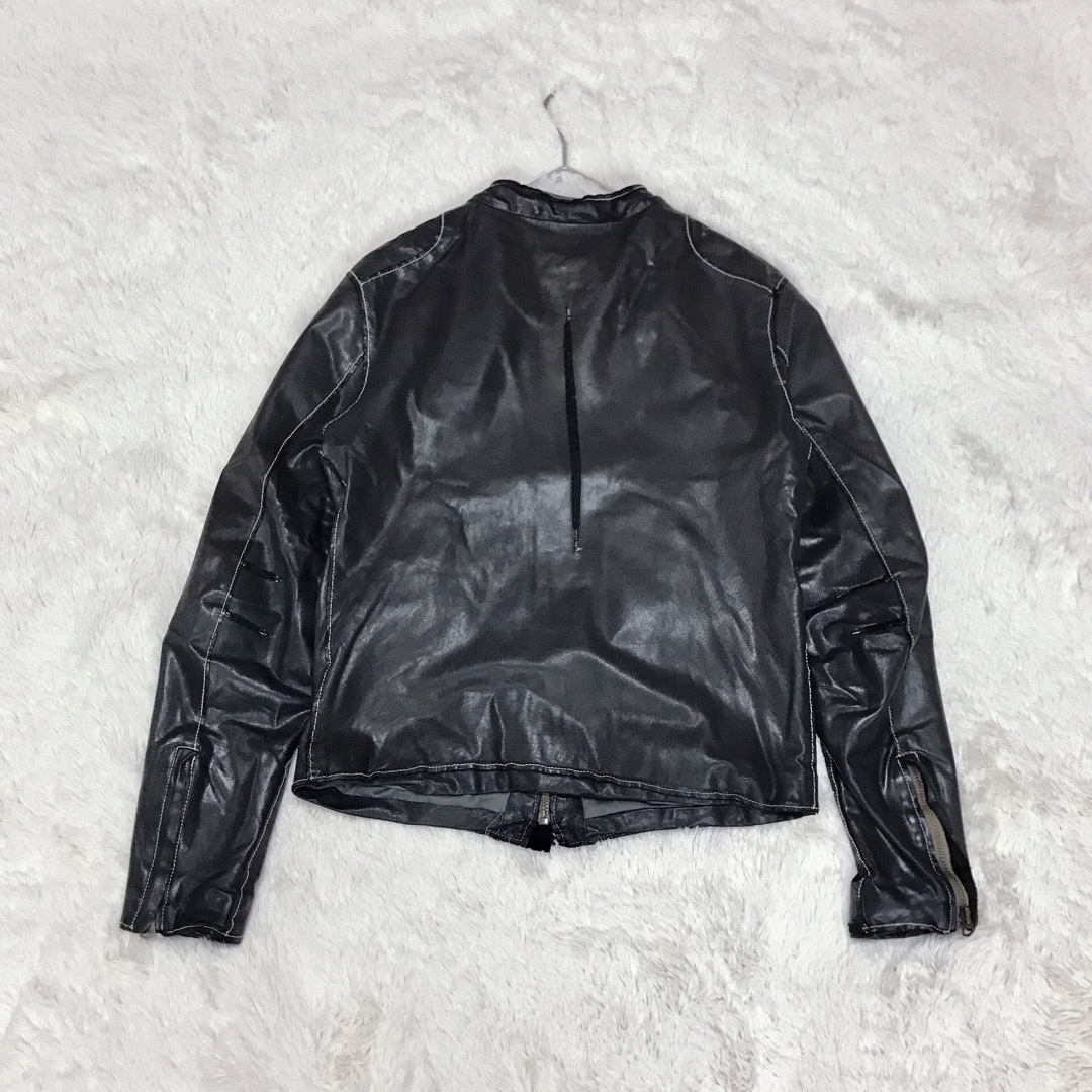 sisi(シシ)の大きめ sisii シングルレザージャケット ライダースジャケット Lサイズ 黒 メンズのジャケット/アウター(レザージャケット)の商品写真