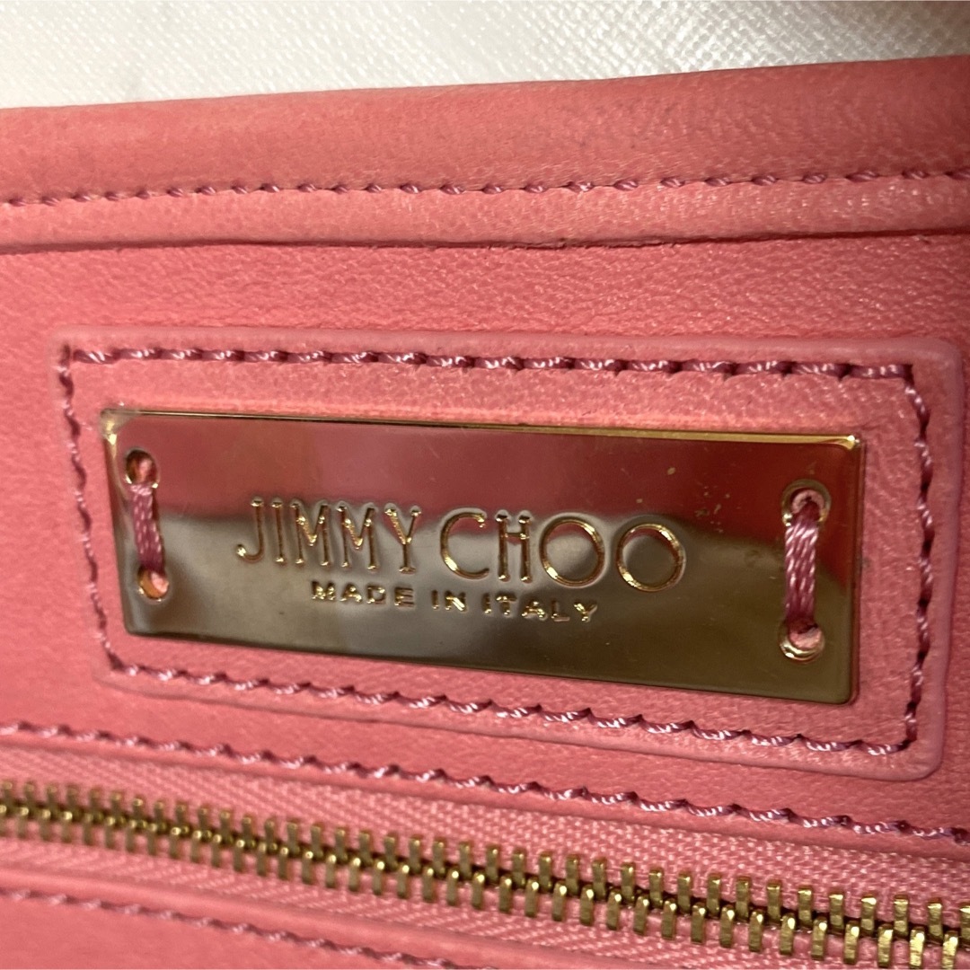 【美品】JIMMY CHOO SASHA/M ピンク スタースタッズトートバッグ