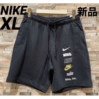 ナイキ(NIKE)のナイキ マルチ ロゴ  スウェット　ハーフパンツ　フレンチテリー　XL ブラック(ショートパンツ)