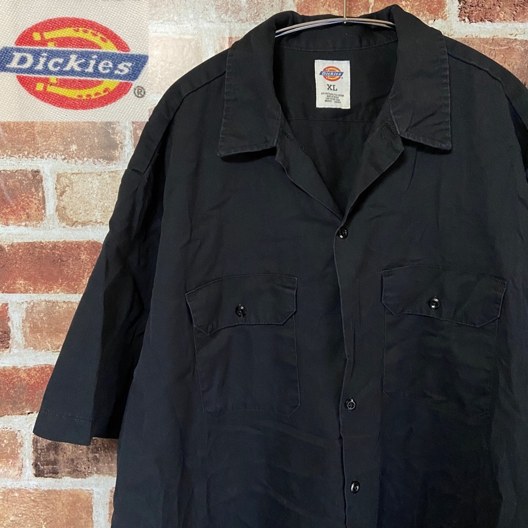 Dickies(ディッキーズ)のA7 Dickies ワークシャツ 古着 ブラックシャツ オーバーサイズ メンズのトップス(シャツ)の商品写真