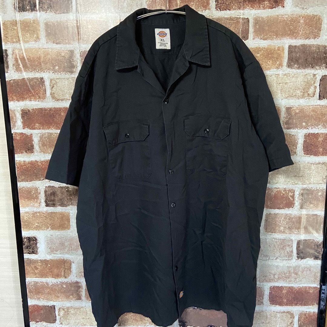 Dickies(ディッキーズ)のA7 Dickies ワークシャツ 古着 ブラックシャツ オーバーサイズ メンズのトップス(シャツ)の商品写真