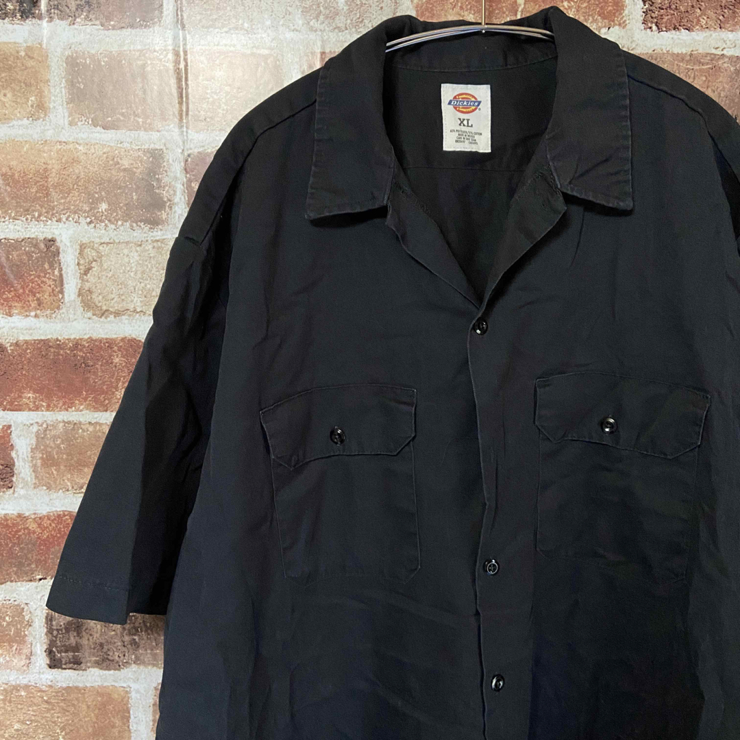 Dickies(ディッキーズ)のA7 Dickies ワークシャツ 古着 ブラックシャツ オーバーサイズ メンズのトップス(シャツ)の商品写真