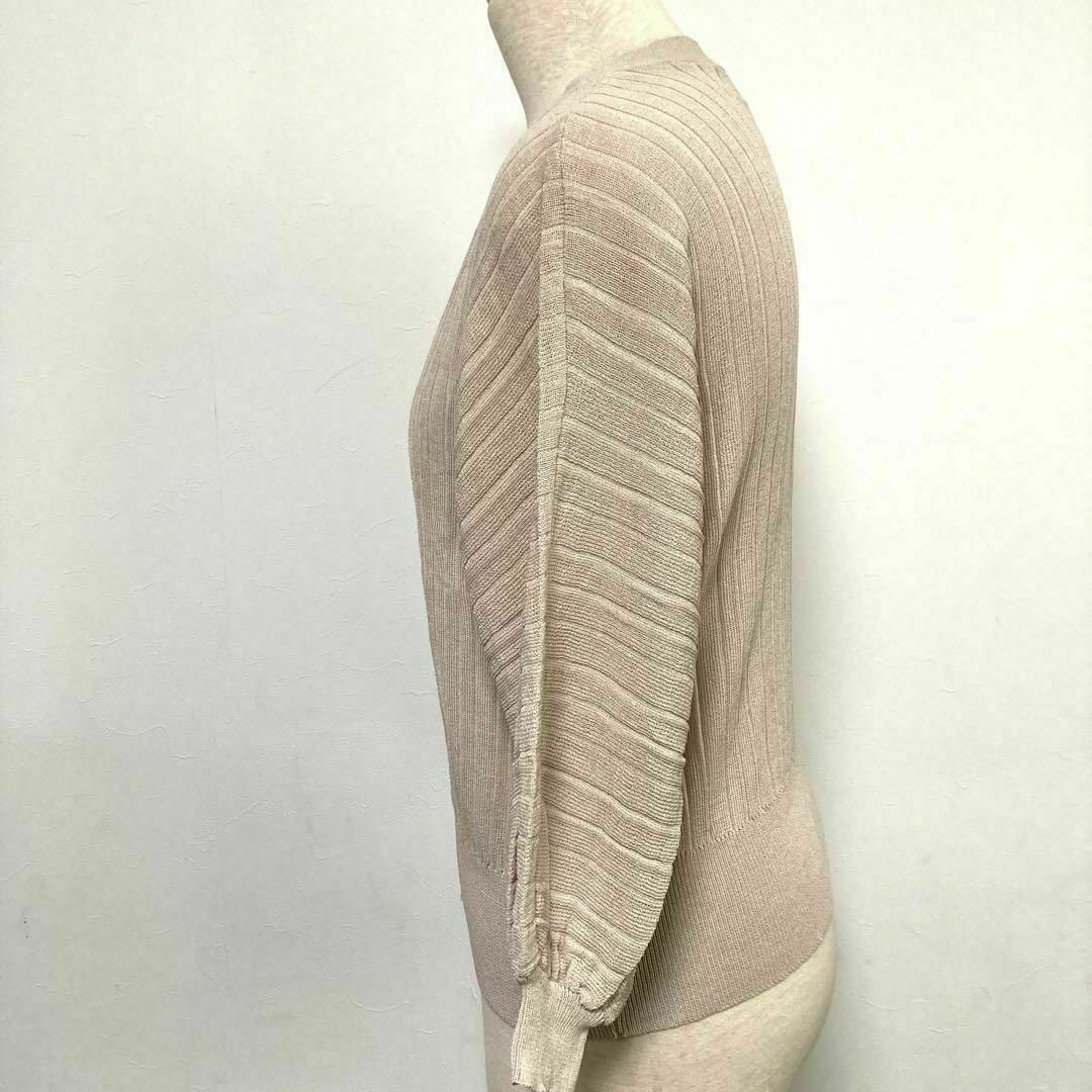 サマーニット　カーデ　ベージュ　ドルマンスリーブ　夏　羽織り　薄手　冷房対策 レディースのトップス(カーディガン)の商品写真