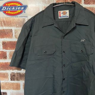 ディッキーズ(Dickies)のA8 Dickies ワークシャツ 古着 グレーシャツ 刺繍ロゴ オーバーサイズ(シャツ)