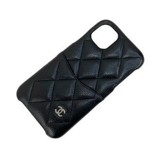 シャネル(CHANEL)のシャネル iPhoneケース iPhone11 マトラッセ ラムスキン ココマーク ブラック(モバイルケース/カバー)