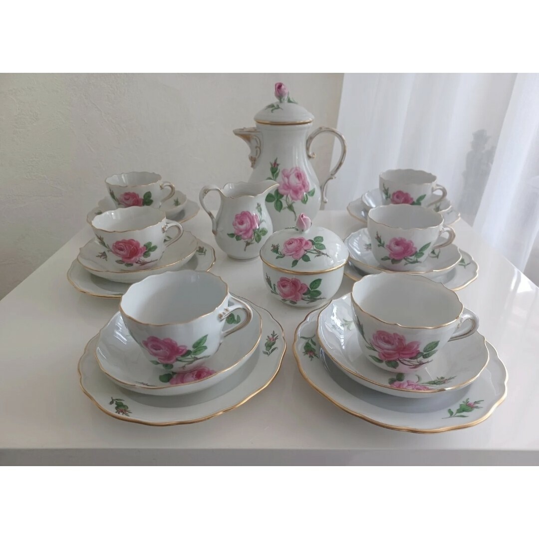 Meissen マイセン/※希少1級品 デミタスローズ カップ&ソーサー 美品-