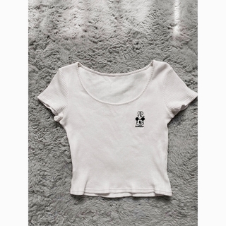 ジェイダ(GYDA)のGYDA リンガーテレコショートTシャツ　ミッキー(Tシャツ(半袖/袖なし))