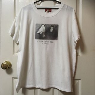 コンバース(CONVERSE)のしまむら新品レディースCONVERSE転写ドロップ半袖TシャツMホワイト(Tシャツ(半袖/袖なし))