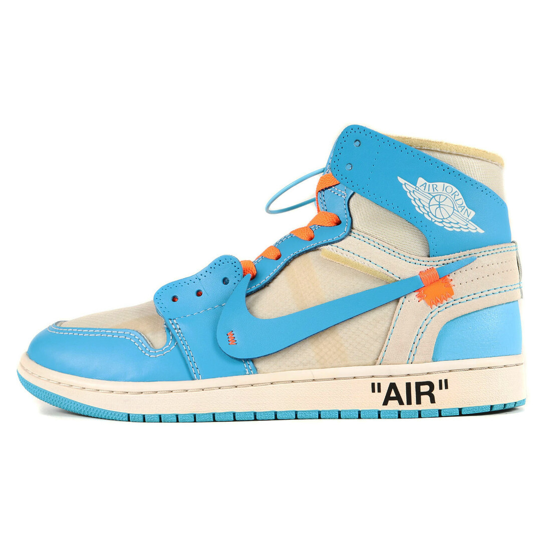 OFF-WHITE オフホワイト サイズ:27.5cm NIKE AIR JORDAN 1 X OFF-WHITE NRG UNC (AQ0818-148) 2018年春夏 ナイキ エアジョーダン1 ノースカロライナ ホワイト ダークパウダーブルー US9.5 ハイカット スニーカー シューズ 靴 コラボ 【メンズ】